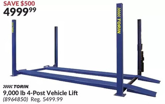 Princess Auto Torin 9,000 lb 4-post vehicle lift offer