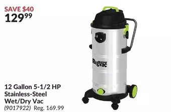 Princess Auto Big vac 12 gallon 5-1/2 hp stainless-steel wet/dry vac offer