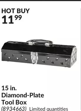 Princess Auto 15 in. diamond-plate tool box offer