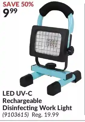 Princess Auto Led uv-c rechargeable disinfecting work light offer