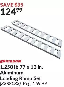 Princess Auto Erickson 1,250 lb 77 x 13 in. aluminum loading ramp set offer