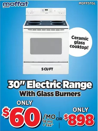 Surplus Furniture Moffat white 30" electric range with glass burners offer
