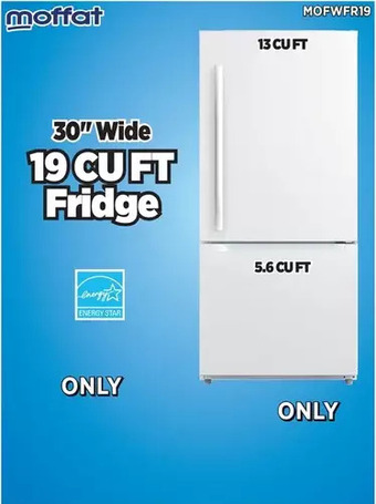 Surplus Furniture Moffat 30" wide white refrigerator offer