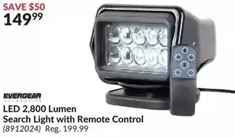 Princess Auto Evergear automotive led 2,800 lumen search light with remote control offer