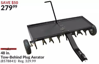 Princess Auto Red rock 48 in. tow-behind plug aerator offer
