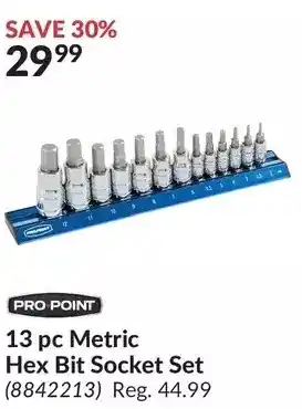 Princess Auto Pro.point 13 pc metric hex bit socket set offer