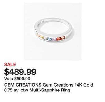 TSC Stores Gem creations 14k gold 0.75 av. ctw multi-sapphire ring offer