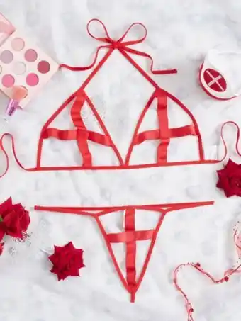 SheIn Plus 3pcs cut out lingerie set offer