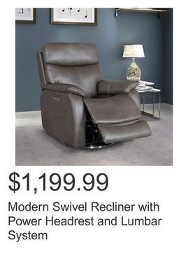 Costco Modern swivel recliner with power headrest and lumbar system offer