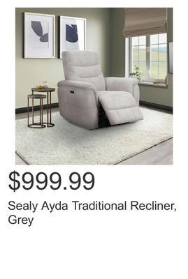 Costco Sealy ayda traditional recliner, grey offer