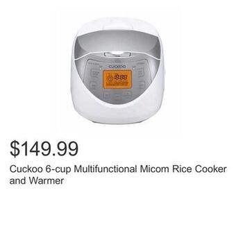 Costco Cuckoo 6-cup multifunctional micom rice cooker and warmer offer