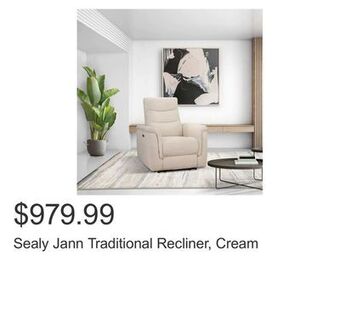 Costco Sealy jann traditional recliner, cream offer