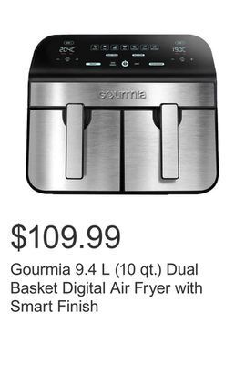 Costco Gourmia 9.4 l (10 qt.) dual basket digital air fryer with smart finish offer
