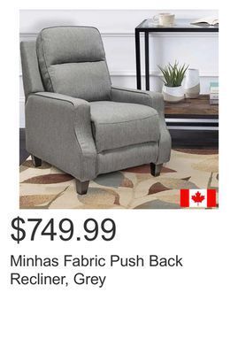 Costco Minhas fabric push back recliner, grey offer