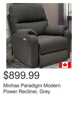 Costco Minhas paradigm modern power recliner, grey offer