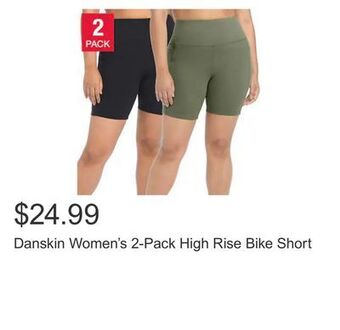 Costco Danskin women's 2-pack high rise bike short offer