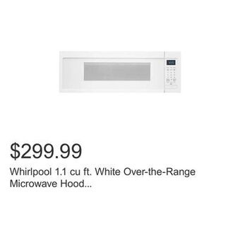 Costco Whirlpool 1.1 cu ft. white over-the-range microwave hood combination - 360 cfm offer