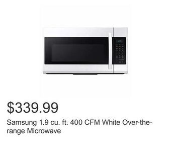 Costco Samsung 1.9 cu. ft. 400 cfm white over-the-range microwave offer