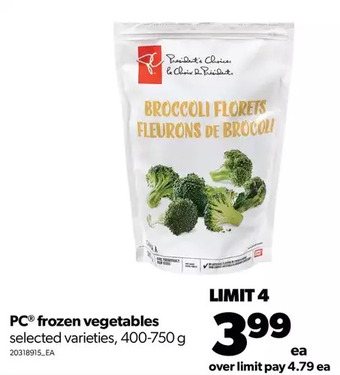 Real Canadian Superstore Pc frozen vegetables offer