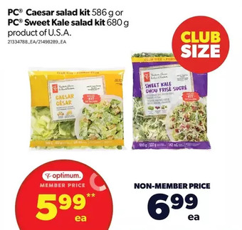 Real Canadian Superstore Pc caesar salad kit or pc sweet kale salad kit offer