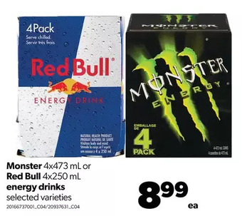Real Canadian Superstore Monster or red bull energy drinks offer