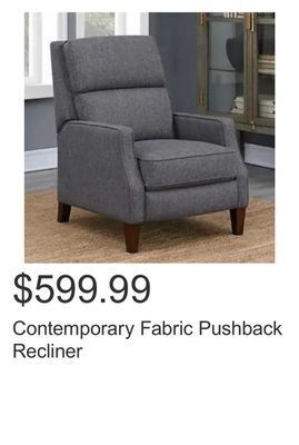 Costco Contemporary fabric pushback recliner offer