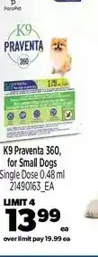 Real Canadian Superstore K9 praventa 360, for small dogs offer
