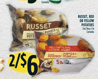 Marché Adonis Russet, red or yellow potatoes offer