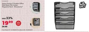 Shopper+ Space saving 5 pockets office wall mesh file holder magazine rack - moustache offer