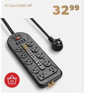 Shopper+ Tv surge protector power strip with 3 ft cord and low profile flat pivot plug - primecables offer