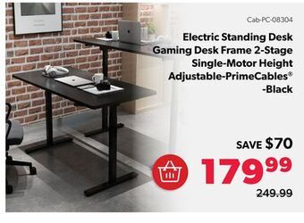 Shopper+ Electric standing desk gaming desk frame 2-stage single-motor height adjustable-primecables - black offer