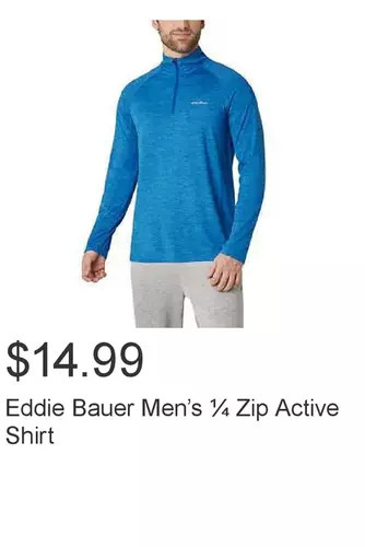 Costco Eddie bauer men’s ¼ zip active shirt offer