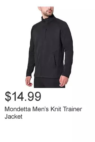 Costco Mondetta men’s knit trainer jacket offer