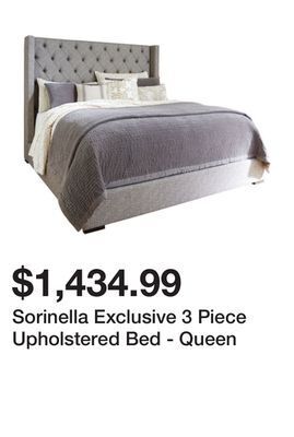Ashley Furniture Sorinella exclusive 3 piece upholstered bed - queen offer