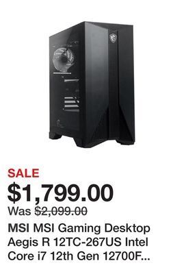 Newegg Msi gaming desktop aegis r 12tc-267us intel core i7 12th gen 12700f (2.10ghz) 16gb ddr4 1 tb pcie ssd nvidia geforce rtx 3060 offer