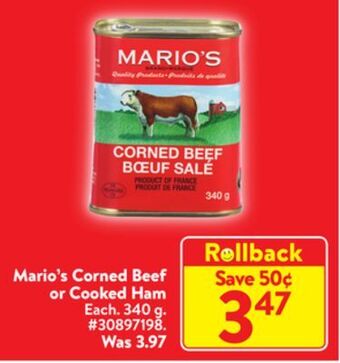 Walmart Mario's corned beef or cooked ham offer