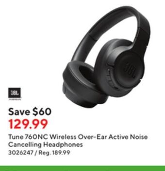 Staples Jbl tune 760nc wireless over-ear active noise cancelling headphones offer
