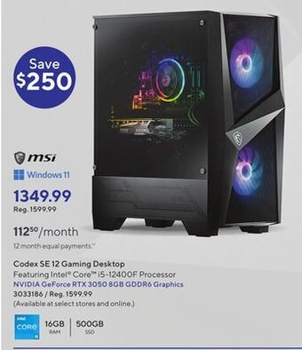 Staples Msi codex se 12 gaming desktop offer