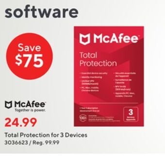 Staples Mcafee total protection for 3 devices offer