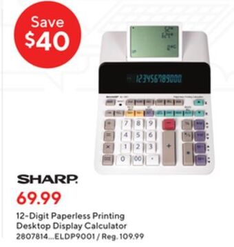 Staples Sharp 12-digit paperless printing desktop display calculator offer