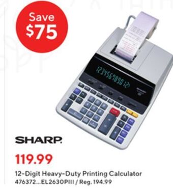 Staples Sharp 12-digit heavy-duty printing calculator offer