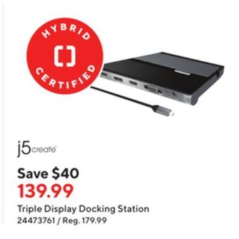 Staples J5create triple display docking station offer