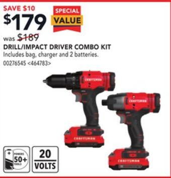 Lowe's Craftsman drill/impact driver combo kit offer