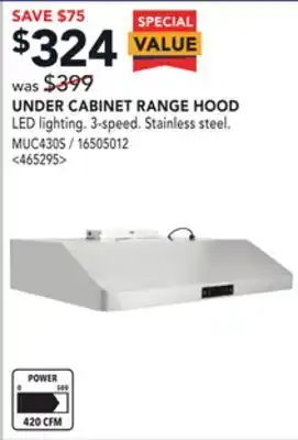 Lowe's Mistral under cabinet range hood offer