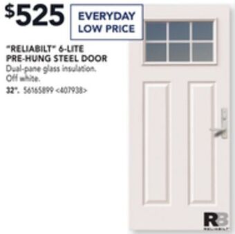 Lowe's "reliabilt" 6-lite pre-hung steel door 32" offer