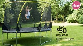 Toys R us Plum 12ft whirlwind springsafe trampoline and enclosure offer
