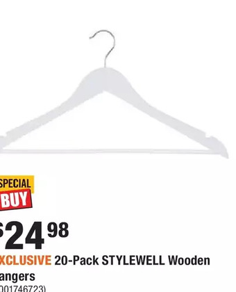Home Depot 20-pack stylewell wooden hangers offer