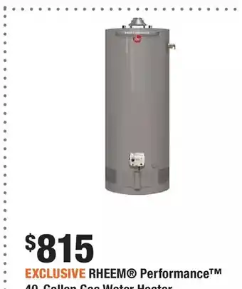 Home Depot Rheem performance 40-gallon gas water heater offer