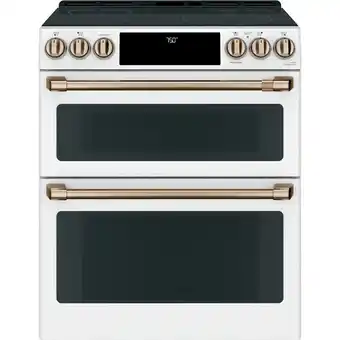 Home Depot 7 cu. ft. electric double oven slide-in range in matte white offer