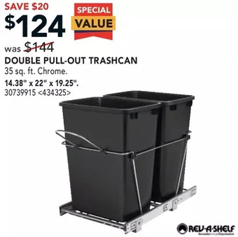 Lowe's Rev-a-shelf double pull-out trashcan offer